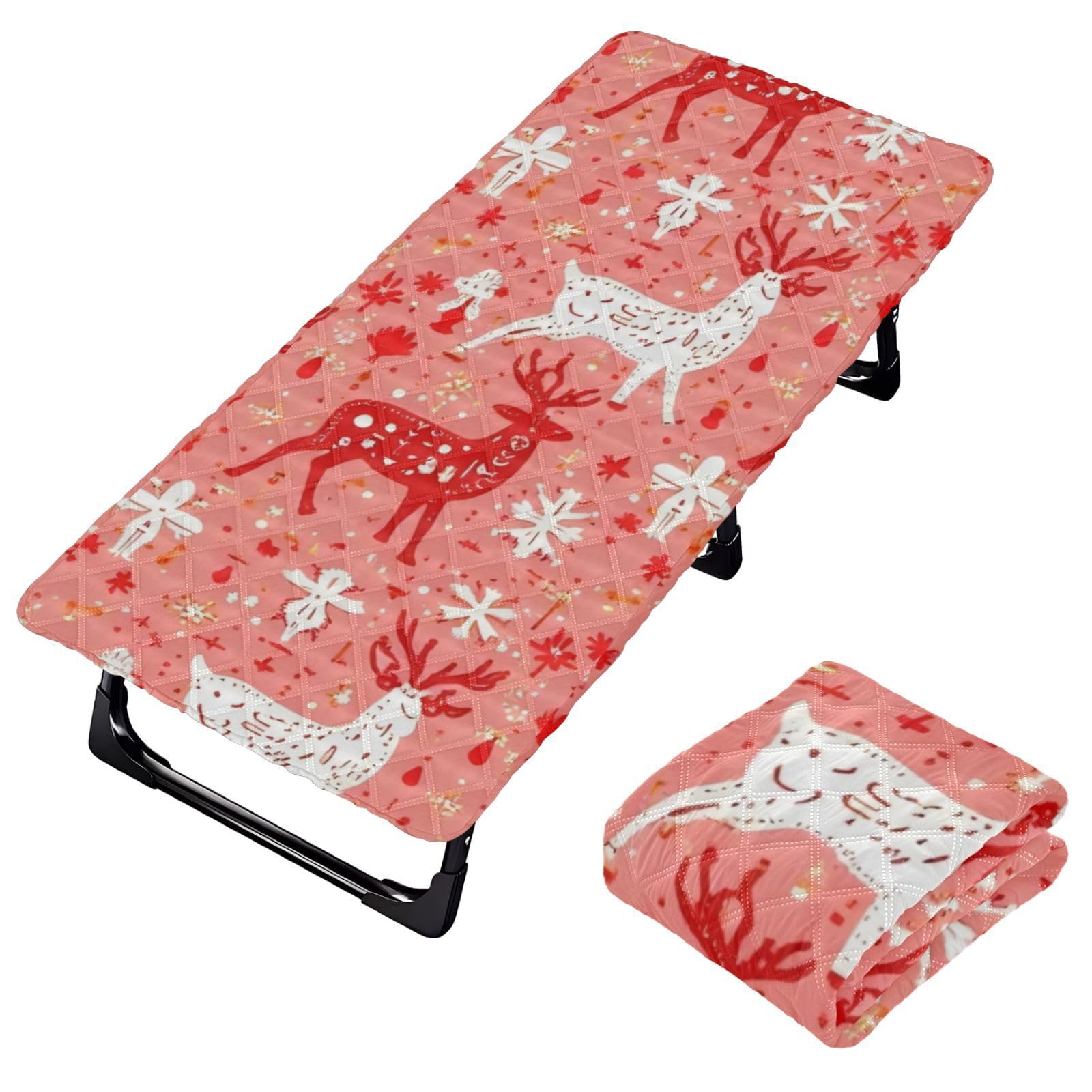 Hezely Toddler Fitted Sheet, Toddler Mattress, Portable Folding Mattress for Kids 49.6x24.8 Inch,Red Elk Print (1 pcs)