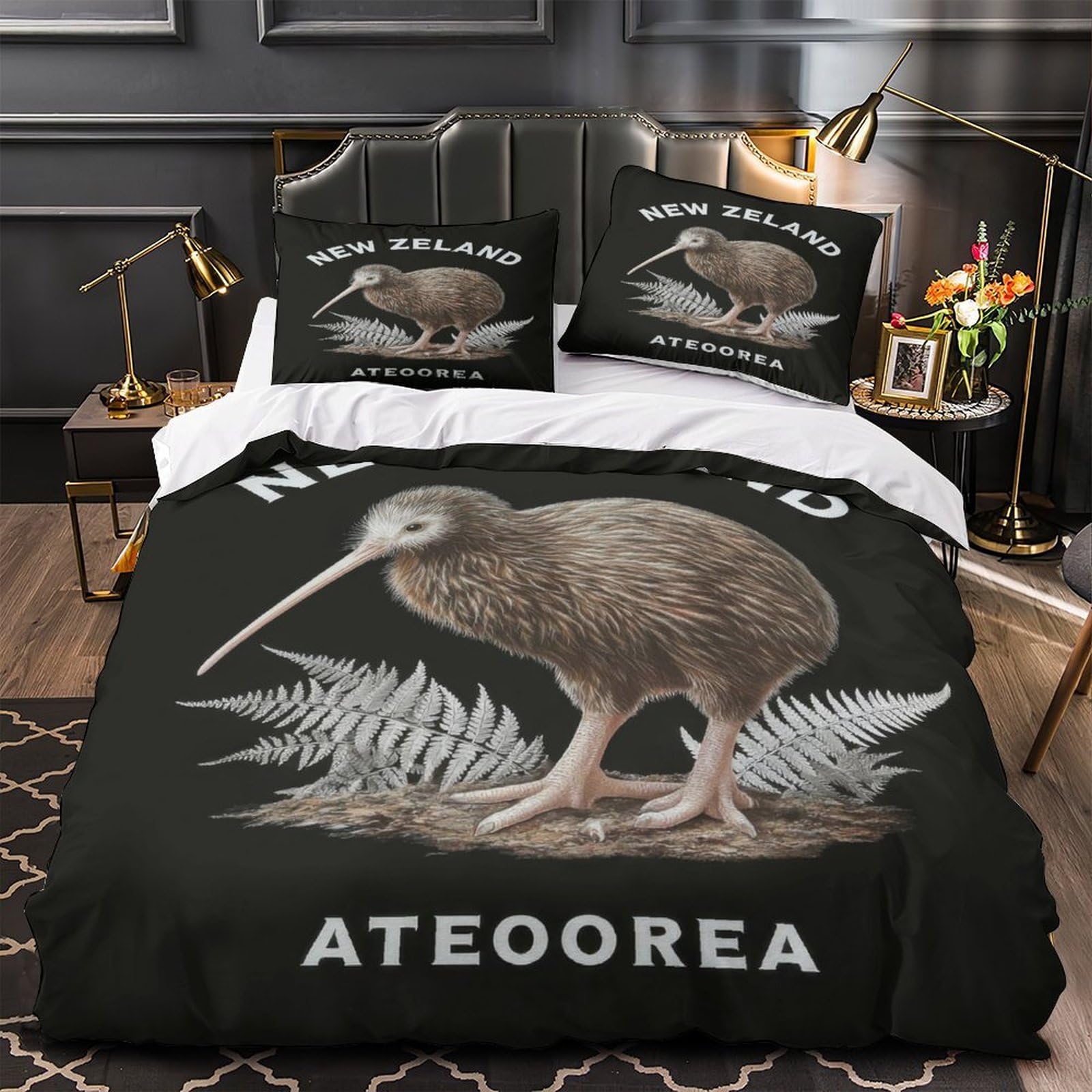 Linge de lit Kiwi Oiseau avec taies en microfibre King 220x240 cm