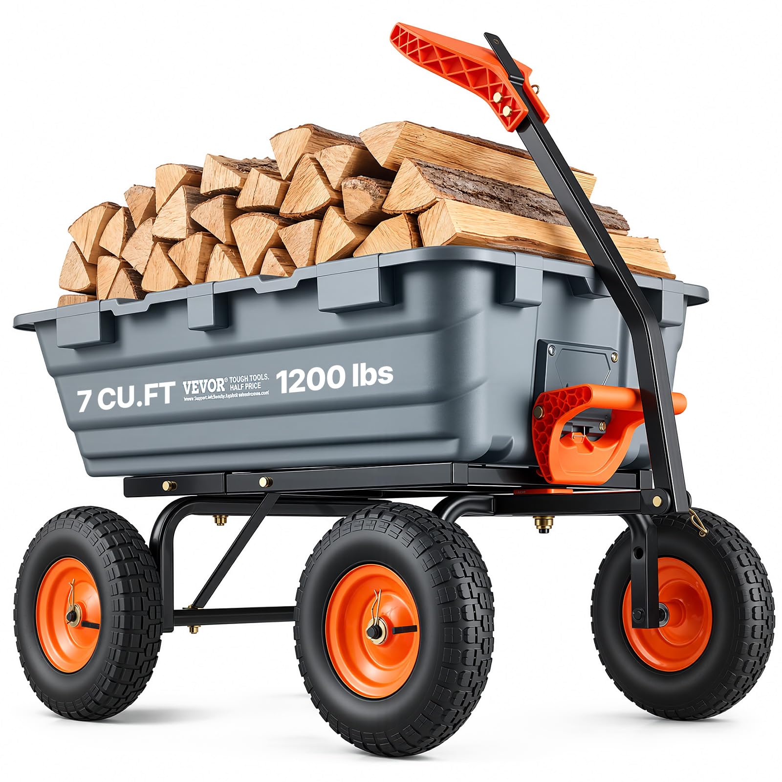 Heavy Duty 1200lbs 7 Cu.Ft Wheelbarrow Garden Dump Cart Wagon | VEVOR Heavy Duty 1200lbs 7 Cu.Ft Wheelbarrow Garden Dump Cart Wagon