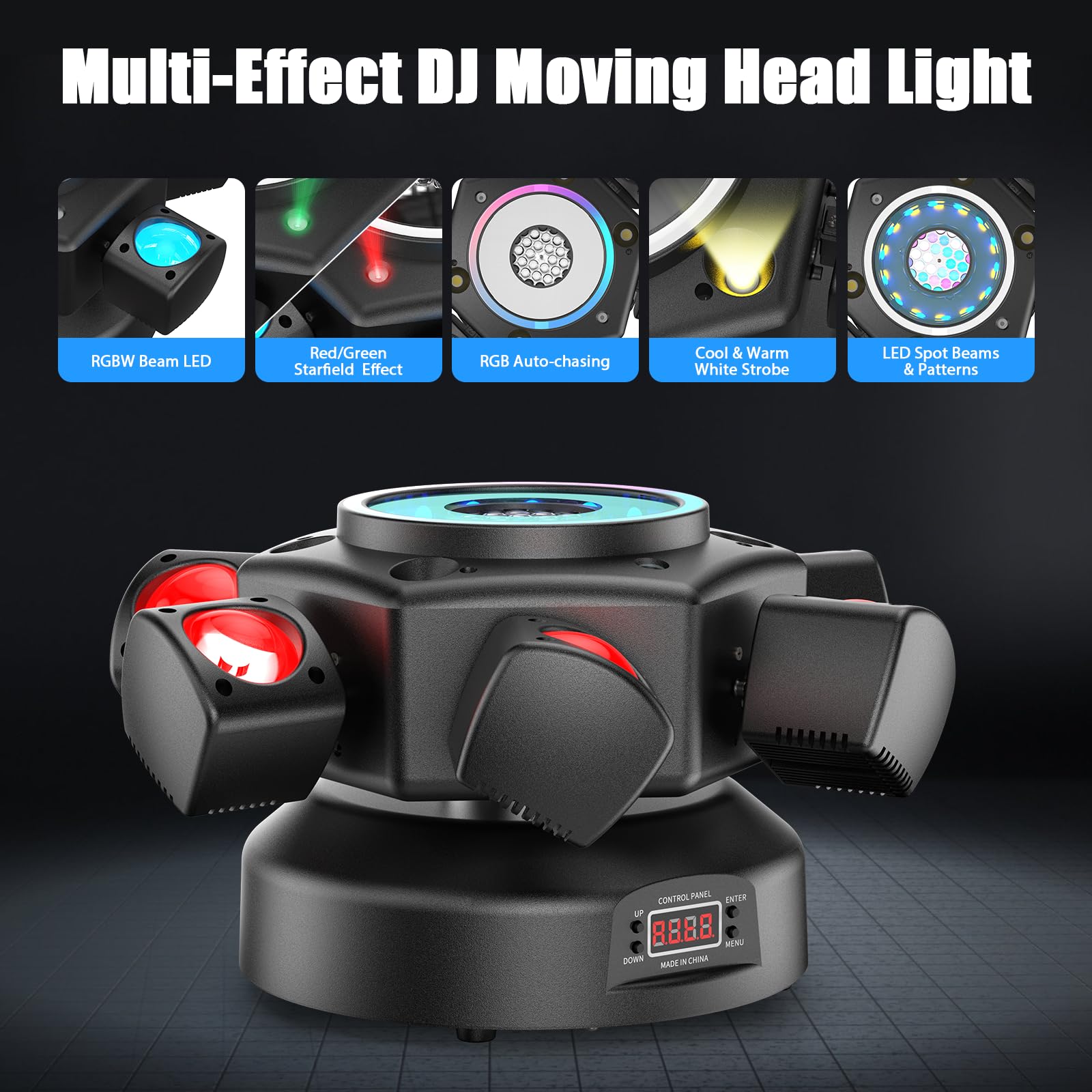 150W Beam Moving Head Bühnenlicht, RGBW LED Disco Magic Ball Effekt mit Fernbedienung Partylicht Scheinwerfer DMX512 Strobe für Halloween KTV DJ Hochzeit