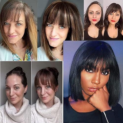 Miniatura 9 de Extensiones de cabello para mujer cabello humano real densidad del 150 base de seda de 31 x 47in con flequillo piezas de cabello lacio para