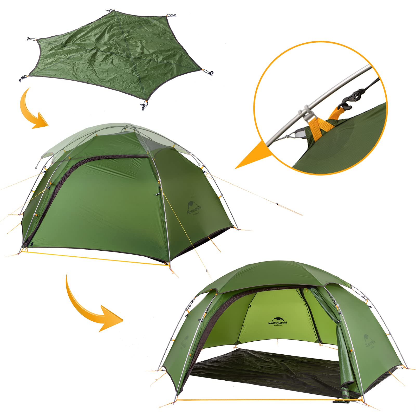Naturehike Cloud Peak Carpa Hexagonal Carpa Mochila de 4 Estaciones Adecuada para Trekking al Aire Libre Campamento para 2-3 Personas con Tapetes