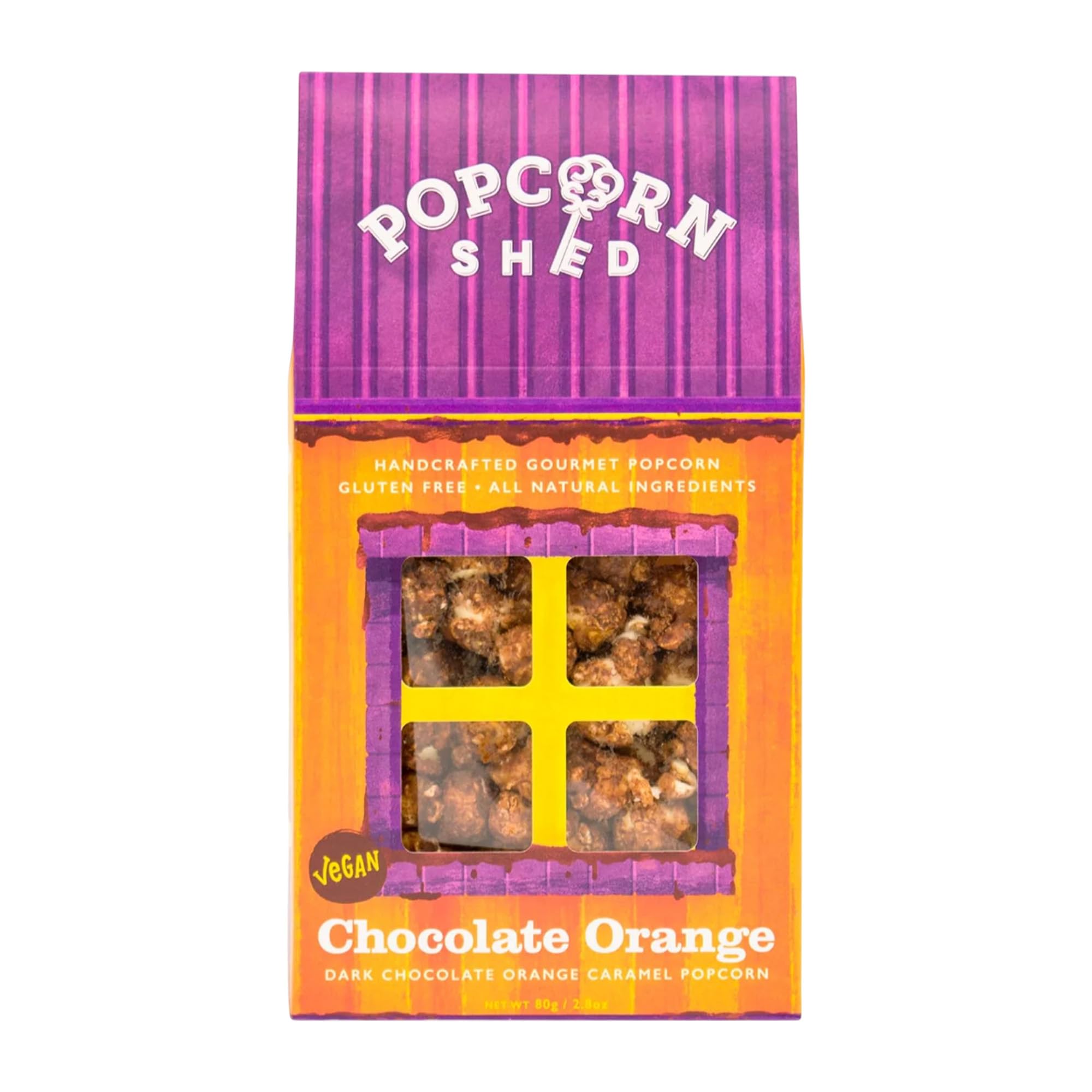 Popcorn Shed Chocolate Orange Gourmet Popcorn (1 x 80g) - Vegan Dark Chocolate Flavoured Popcorn with Orange, Easy & Low Calorie Snack, Perfect for Parties, Movie Nights & Gifting