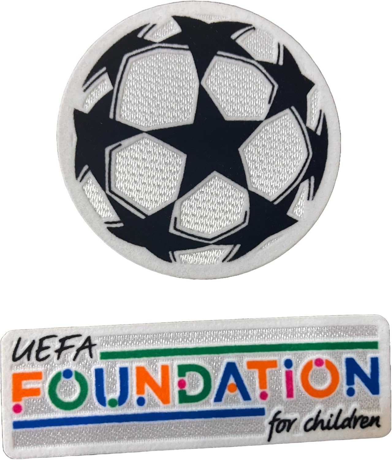 Champions Star Ball and Foundation Patch Set, Official Soccer Jersey Badges
