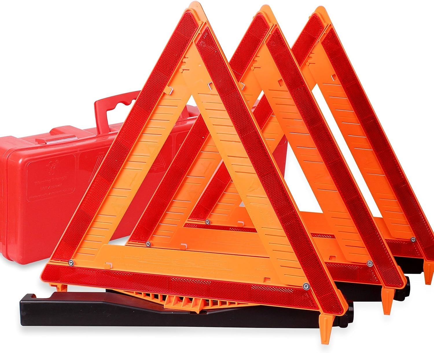 CARTMAN 3PK DOT Warning Triangles with Empty Base &amp; Storage Case