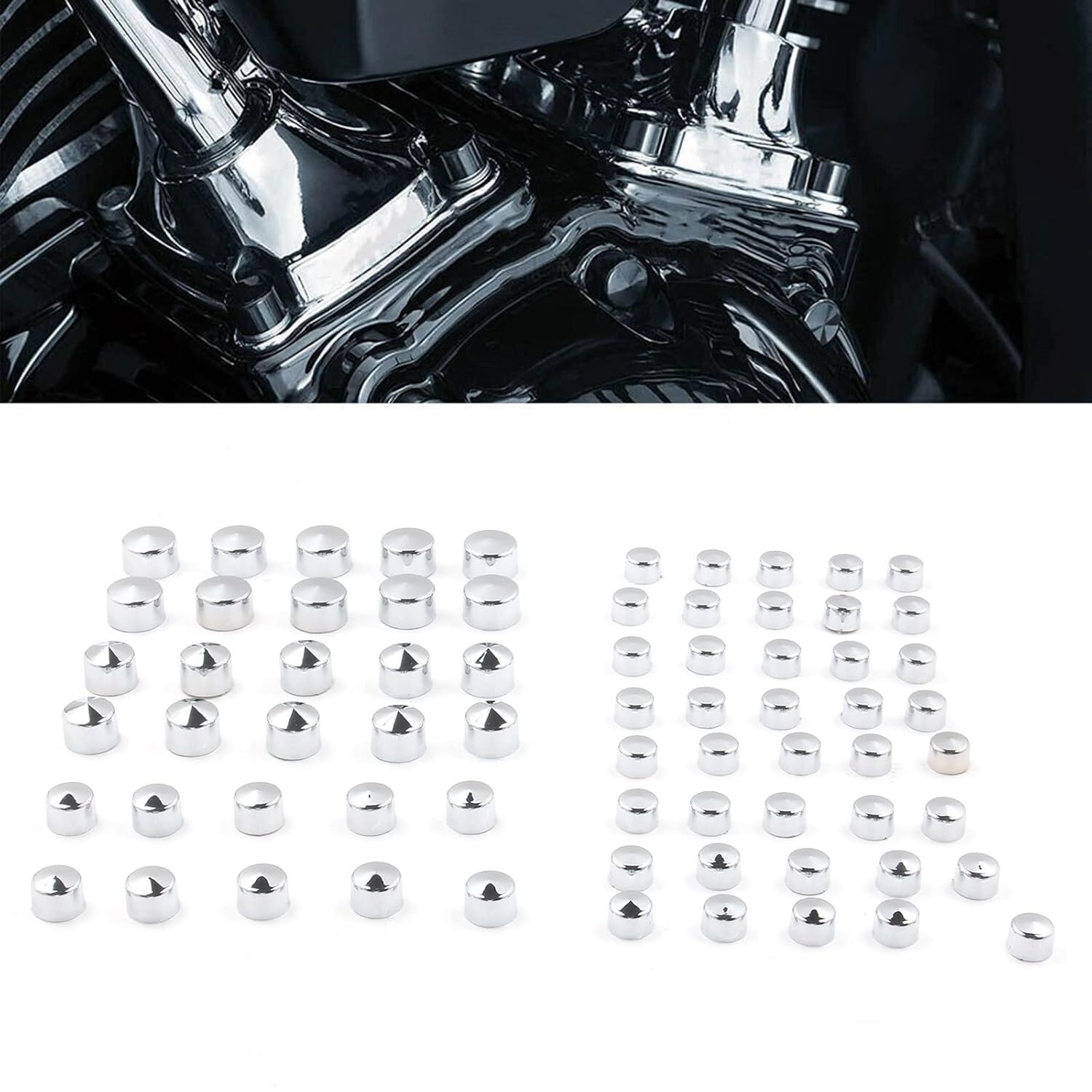 70pcs Motorcycle Bolt Covers Engine Head Bolts Toppers Cap Kit for Harley Softail 2018-2020 Electra Road Street Glide FLHT 2017-2019 2020 (Chrome)