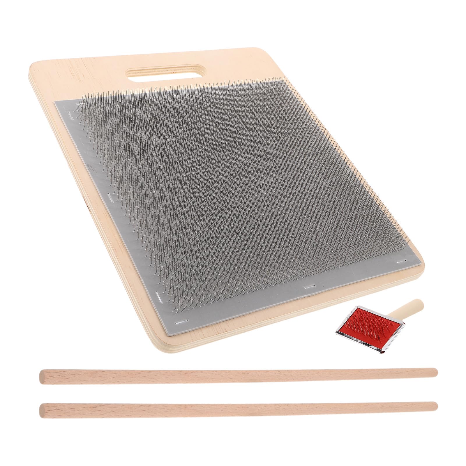 Hemobllo Kit de Fabrication de Carde en Bois Aiguille et Accessoires en Métal pour Laine pour Projets DIY de Crochet et Tricot