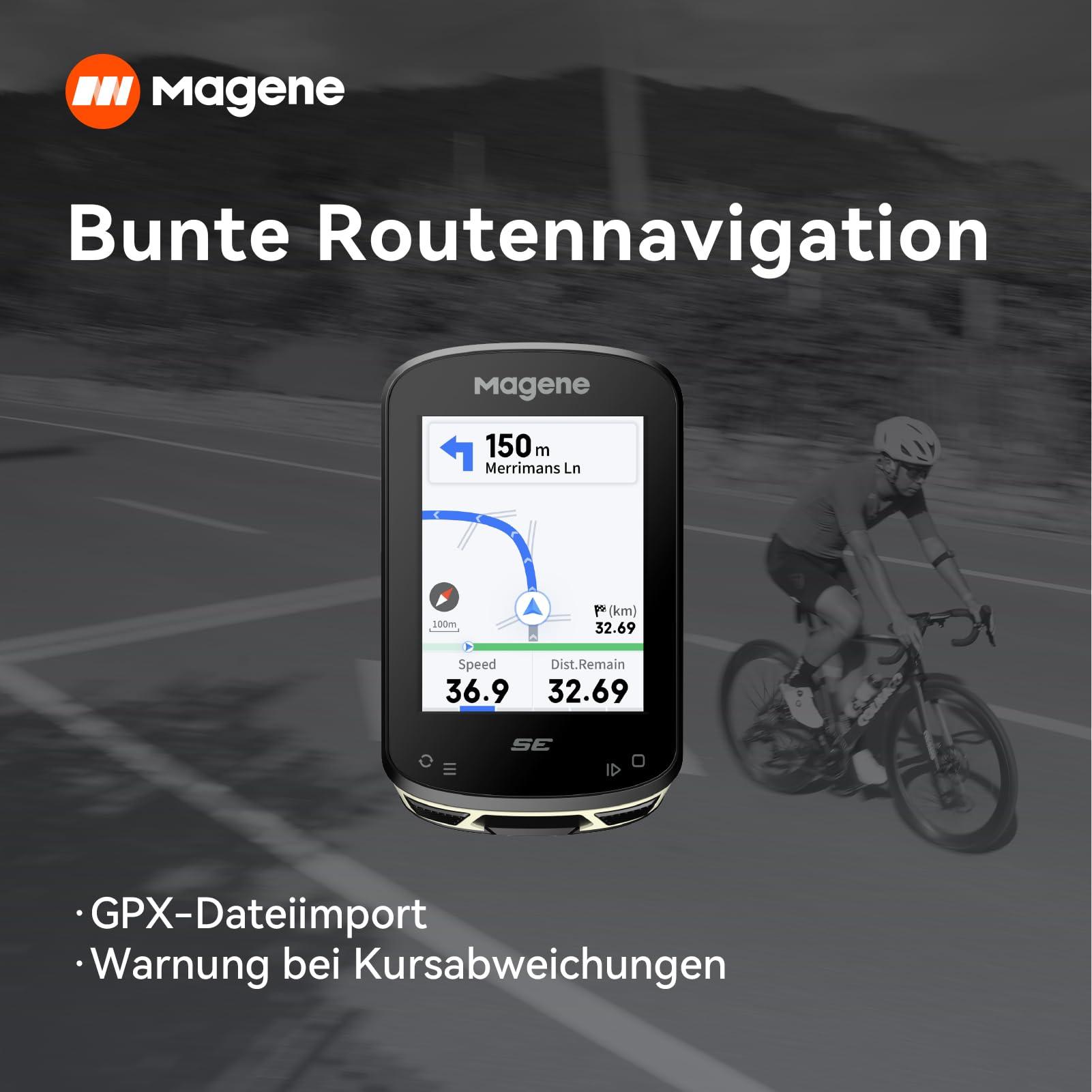 Magene C506SE GPS Kabellos Fahrradcomputer, Streckennavigation, 2,4-Zoll-wasserdichte-Farbbildschirm, WiFi&Bluetooth, Benutzerdefinierte Daten, 11 Sprachen