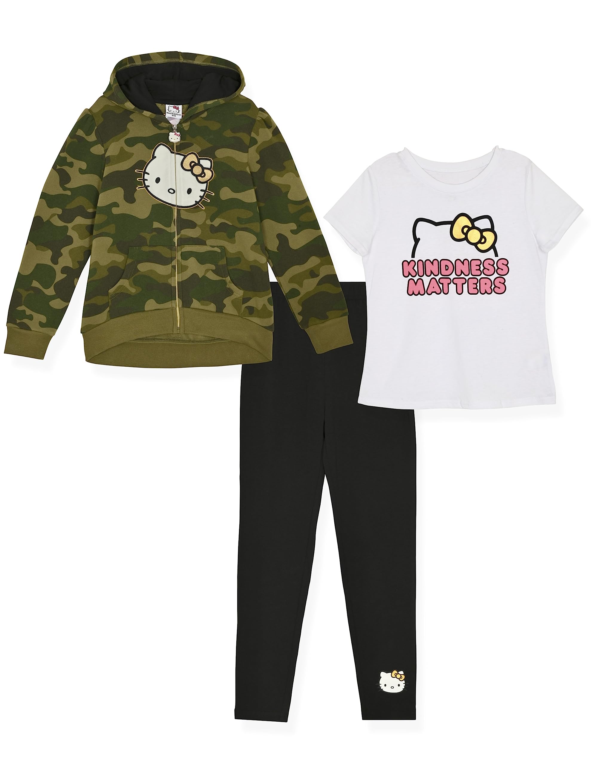 Hello Kitty Girls Hoodie and Legging Set 3 Piece Sets with Legging Tee and Hoodie for Kids