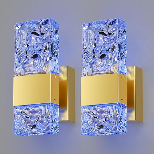 Miniatura 1 de Juego de 2 apliques de pared LED regulables RGB 3000K-6000K, aplique de pared cableado con control remoto, para decoración de pared del hogar en