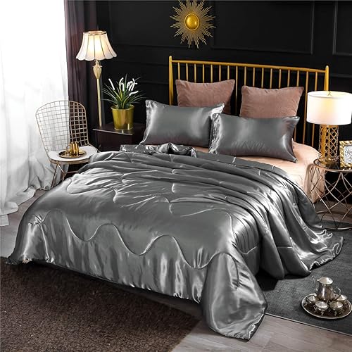 Miniatura 12 de NTBED Juego de edredón de satén sedoso Queen (90 x 90 pulgadas), edredón de ropa de cama de microfibra lujoso, suave, ligero y sexy con 2 fundas de