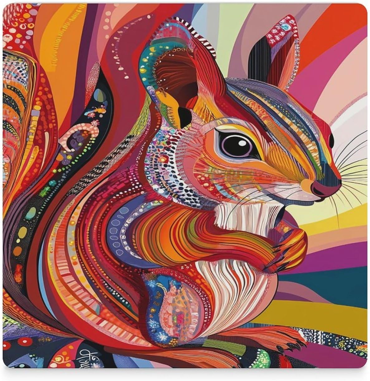 Vibrant Squirrel Ceramic Coasters Square Drinks Coaster Coffee Table Decor Table Coaster for Home Bar