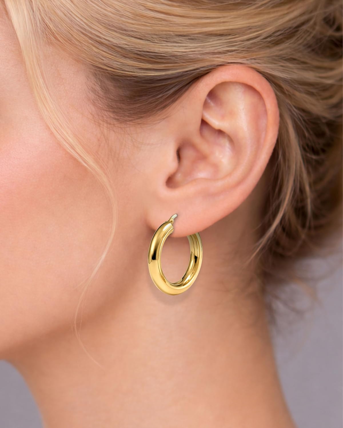 14K Gold Hoops for Women,14K Yellow Gold, Multiple Sizes & Thicknesses | Real Gold, Stamped for Authenticity