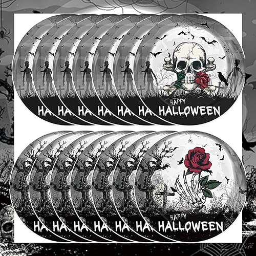 Miniatura 4 de Egami 40 suministros para fiesta de Halloween, incluye 20 platos de postre, 20 servilletas, utilizados para decoración de fiesta de cumpleaños de