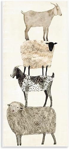 The Stupell Home Décor Collection - Placa decorativa para pared, diseño de ovejas y cabras, diseño de animales de granja, 7 x 0.5 x 17 pulgadas,