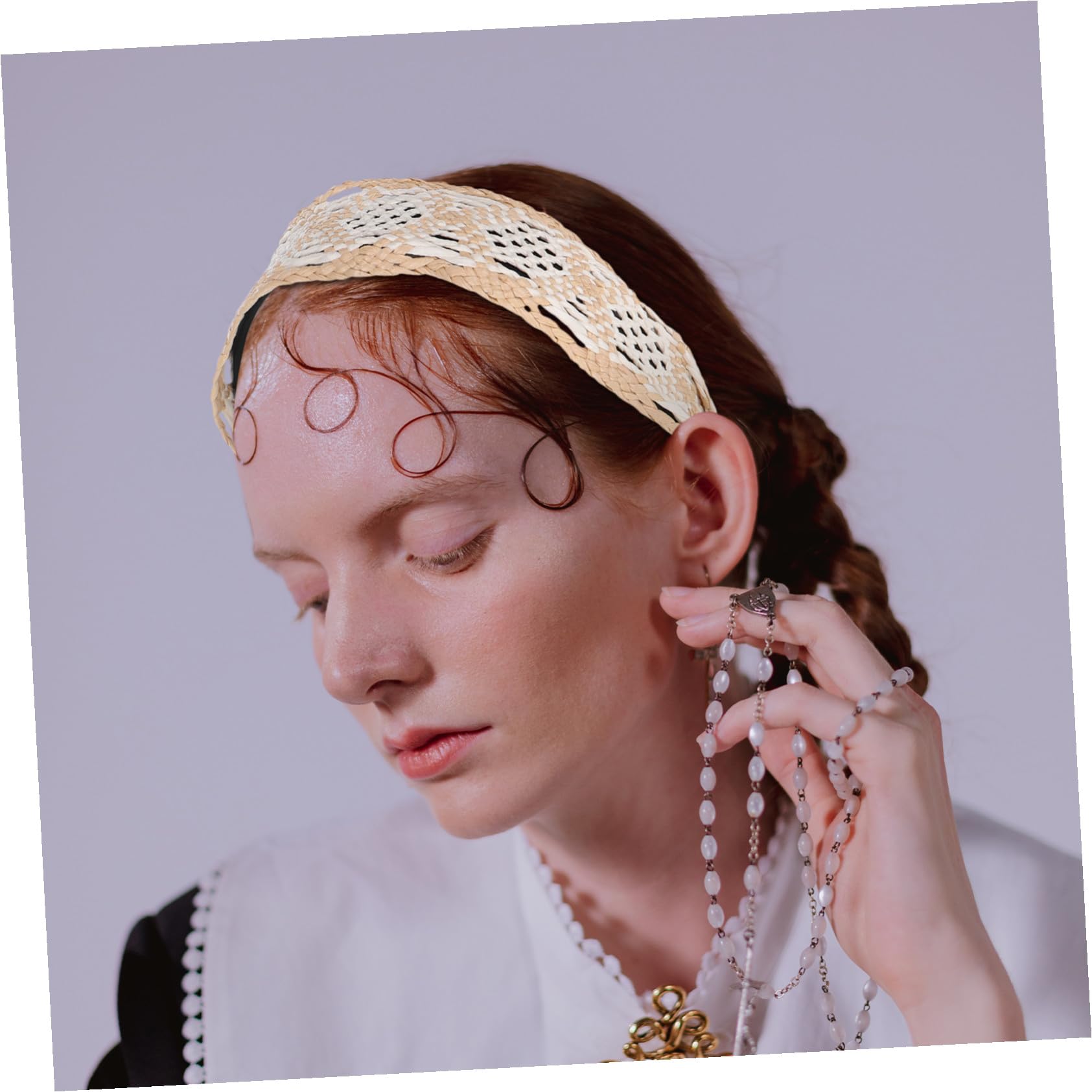 Anneome Bandeaux Raphia Tressé Accessoire de Coiffure Élégant pour Femme Bandeau Bohème pour Cheveux