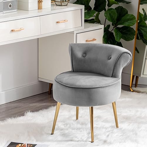 Miniatura 1 de Duhome - Sillas de tocador de terciopelo con respaldo, taburete tapizado otomano, sillas de acento copetudo, silla de maquillaje para tocador con