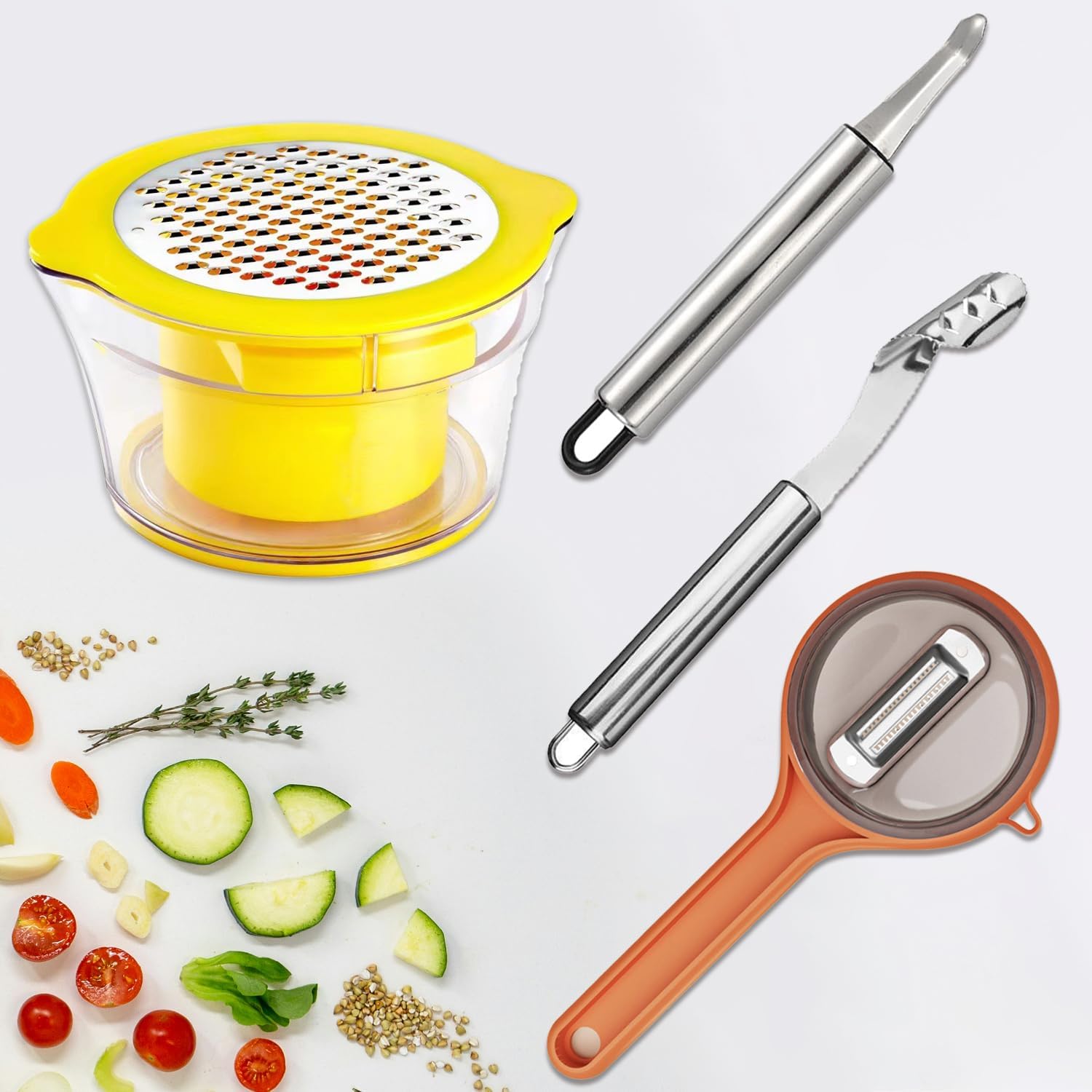 Kitchen Tool Set,Corn Cob Stripper,Shrimp Deveiner Tool,Stainless Steel Spiralizer Vegetable Slicer Great For Salad,Low Carb,Vegan, Spaghetti Kitchen Tool Set,Corn Cob Stripper,Shrimp Deveiner Tool,Stainless Steel Spiralizer Vegetable Slicer Great For Salad,Low Carb,Vegan, Spaghetti
