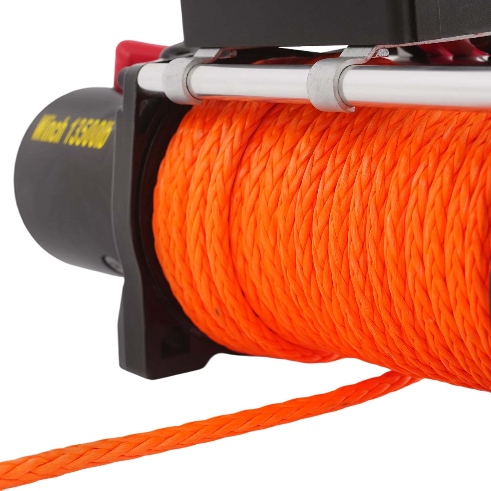 Elektrische Seilwinde 12V mit Fernbedienung, Elektrischer Winde mit Sperrfunktion, Elektrischer Winde für ATV, UTV, SUV, Pickup und Geländefahrzeuge (13500LB, Rot)