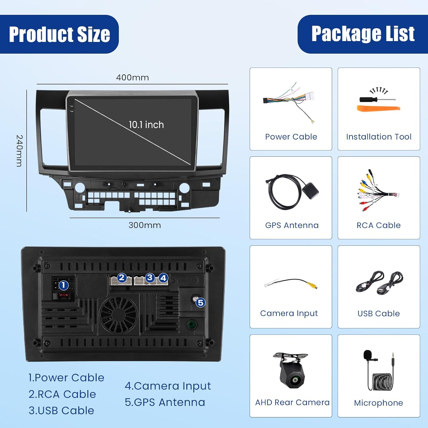 [4G+64G] Android 15 Car Radio for Mitsubishi Lancer 2008-2017 with Wireless Carplay/Android Auto, 10 Inch HD Touchscreen Car Stereo with GPS Bluetooth WiFi FM/RDS EQ SWC Backup Camera MIC