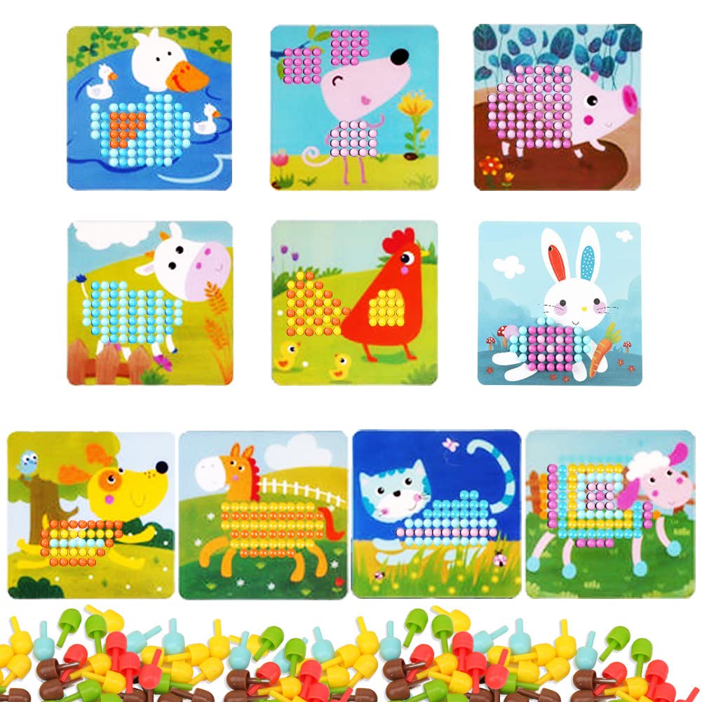 Gohytal Mosaic Pegboard Game, Chiodini per Bambini 2 annicon 240 Perline Pegboard e 10 Carte Giochi Montessori 2 anni Gioco Pegboard per Ragazzi Ragazze 3 4 5 anni in su per Bambini e Bambine Natale