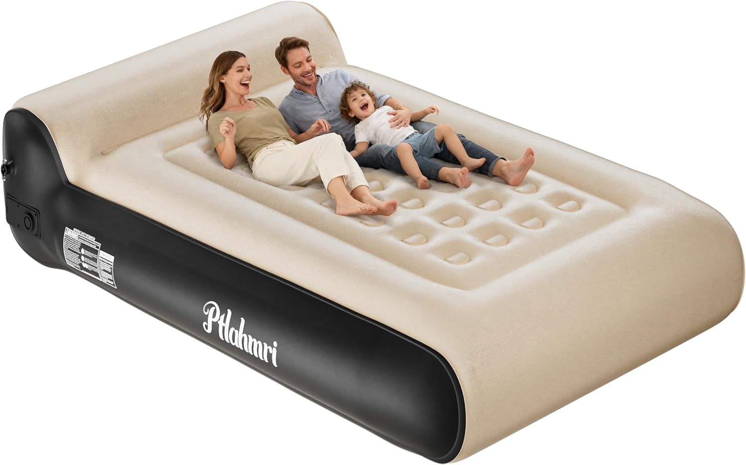 Queen Air Mattress Full with Built in Pump,16" Comfort Flocking Inflatable Blow Up Mattress,Equipped for Home, Guests, Camping,Inflate in 3 Minutes, 660 lbs Max (Black)