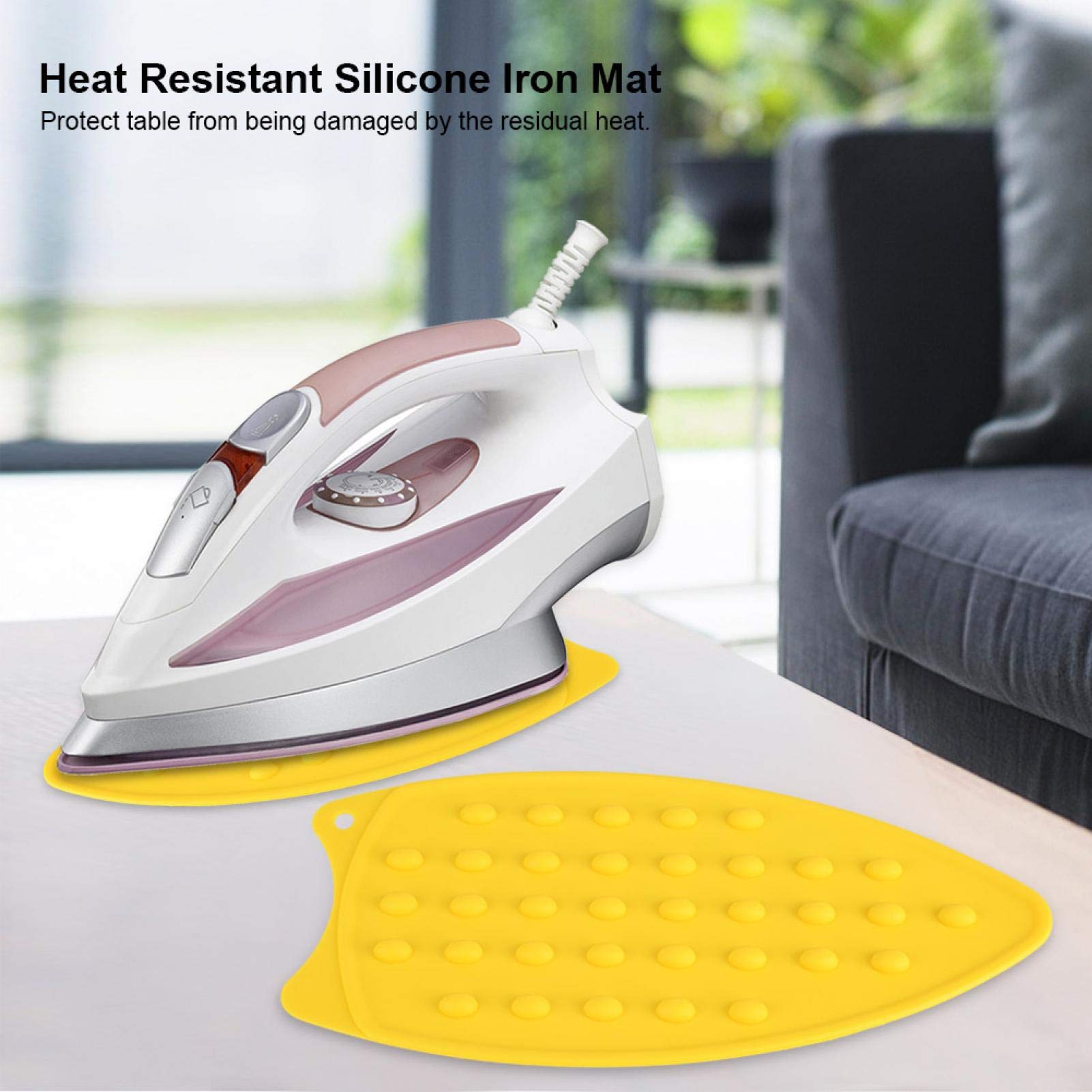 Silicone Ironing Pad, Anti-Slip Ironing Board Cover Heat Resistant Iron Holder for Ironing Rest(Yellow)