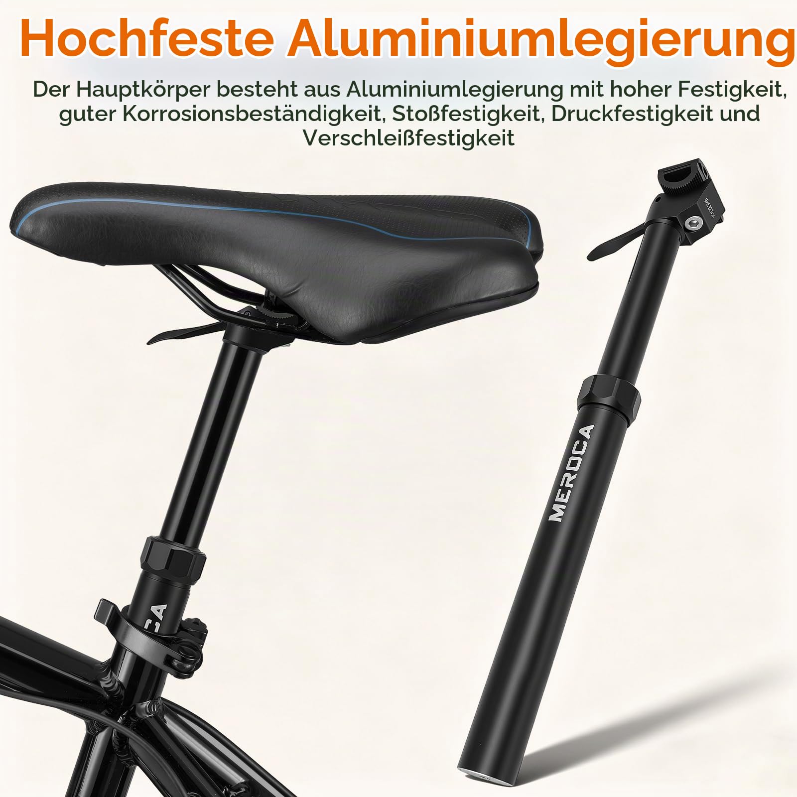 Hydraulische Dropper Sattelstütze Höhenverstellbar - Teleskopsattelstütze für Mountainbike MTB - 30,9mm / 31,6mm Rohrdurchmesser, Aluminiumlegierung, 400mm Gesamtlänge mit 100/125mm Hub