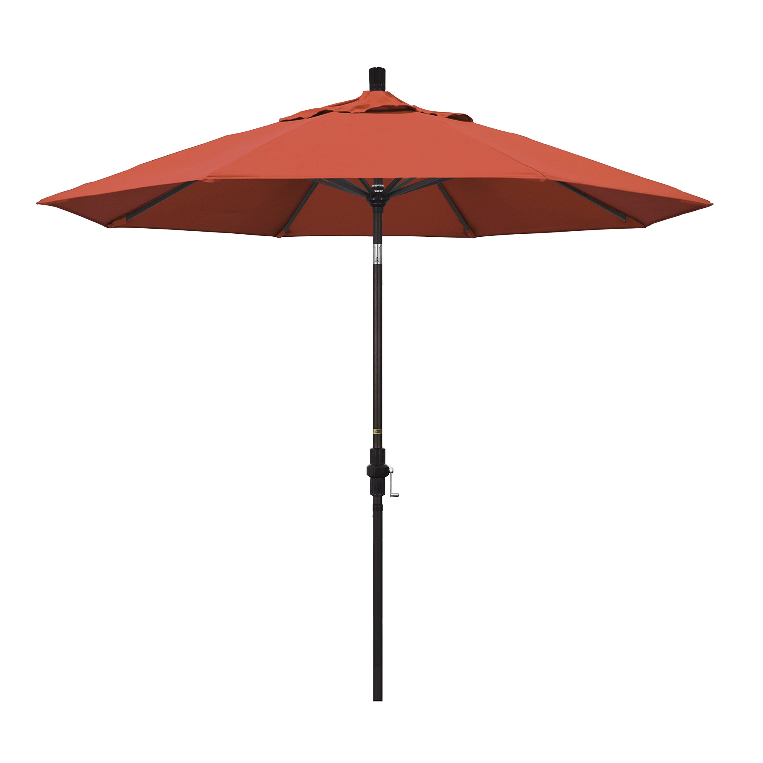 California Umbrella GSCU908117-F27 9' Round Aluminum Market, Crank Lift, Collar Tilt, Bronze Pole, Sunset Olefin Patio Umbrella, 9-Foot