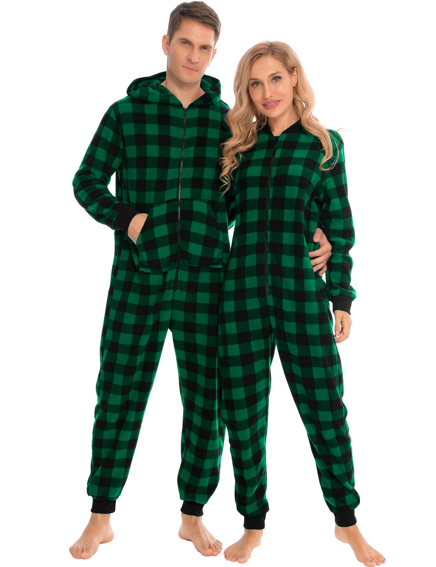Family Pyjamas Men Women Kids Onesie Soft Fleece Onesie Zipper Jumpsuit with Pockets-image-20