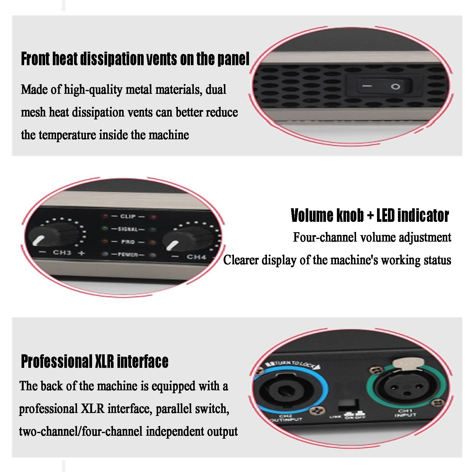 Amplificadores De Potencia Profesionales De 600 W*2/4, Amplificador Digital De Etapa Posterior, con Interfaz XLR, Salida Independiente De Dos/Cuatro Canales, para Uso Doméstico, Karaoke