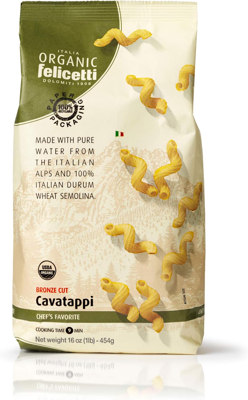 Organic Felicetti Cavatappi Pasta Italian Non-GMO 16oz (454g) 2 Pack