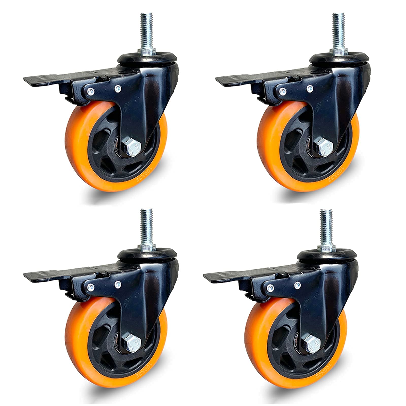 Roulettes de rechange de 50 mm en polyuréthane avec 4 freins pour établi et chariot