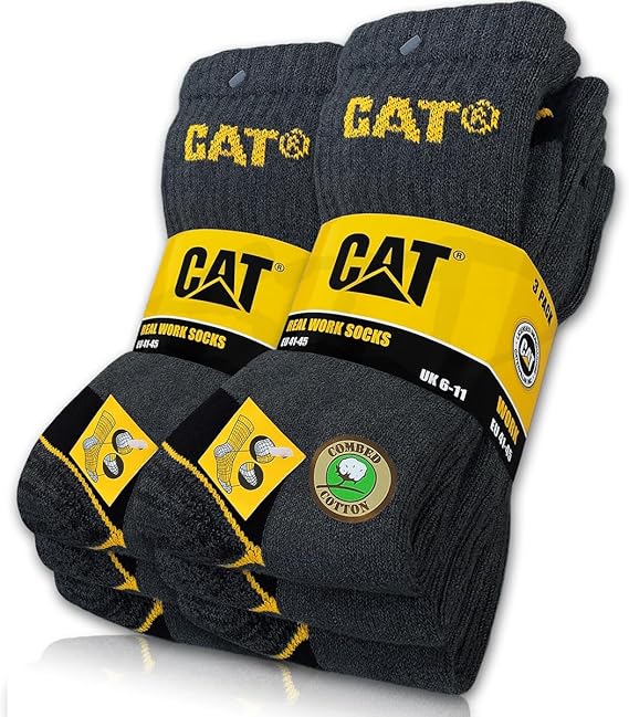 CAT Caterpillar Power&Cool - Calze Da Lavoro 6|9|12 Paia In Due Taglie 39-42/43-46, 6 Paia, 39-42 - Foto 6