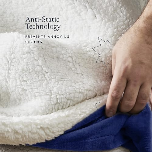 Miniatura 5 de BELADOR Manta de cama de forro polar tamaño King de 90 x 108 pulgadas, manta suave con pelusa de sherpa inversa, manta grande para cama, mantas y