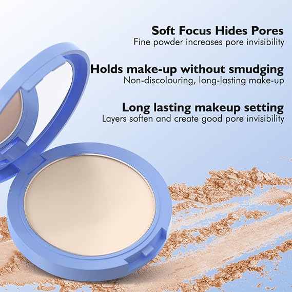 Foundation Setting Powder for Mature Skin,Translucent Matte Setting Powder Compact,Long-Lasting Waterproof Oil Control Pressed Powder,Pore-Blurring Lightweight,Create Natural Makeup(CALASSIC IVORY)