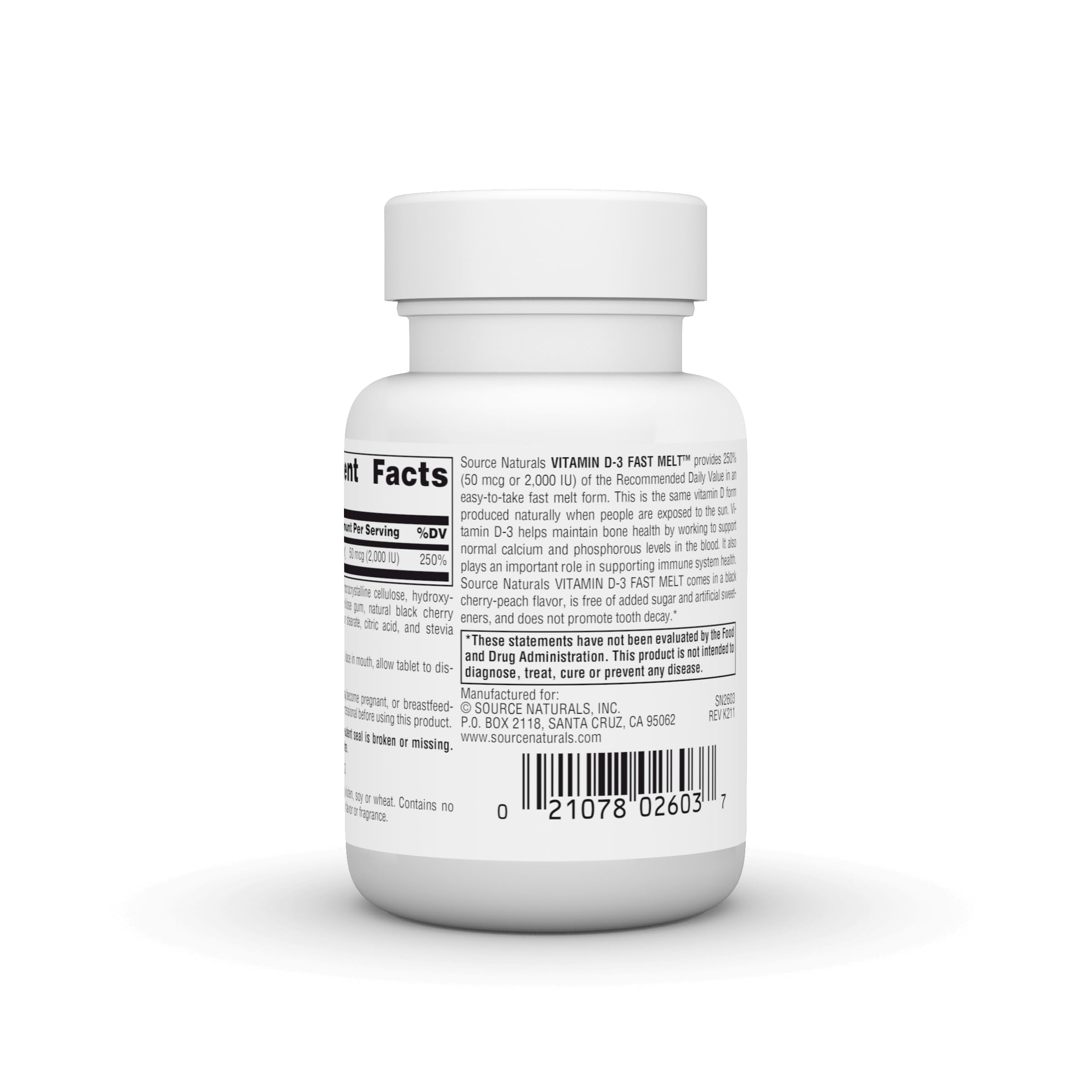 Source Naturals, Vitamin D-3 2000 IU - 120 Fast Melt Tablets — Amazon image 3
