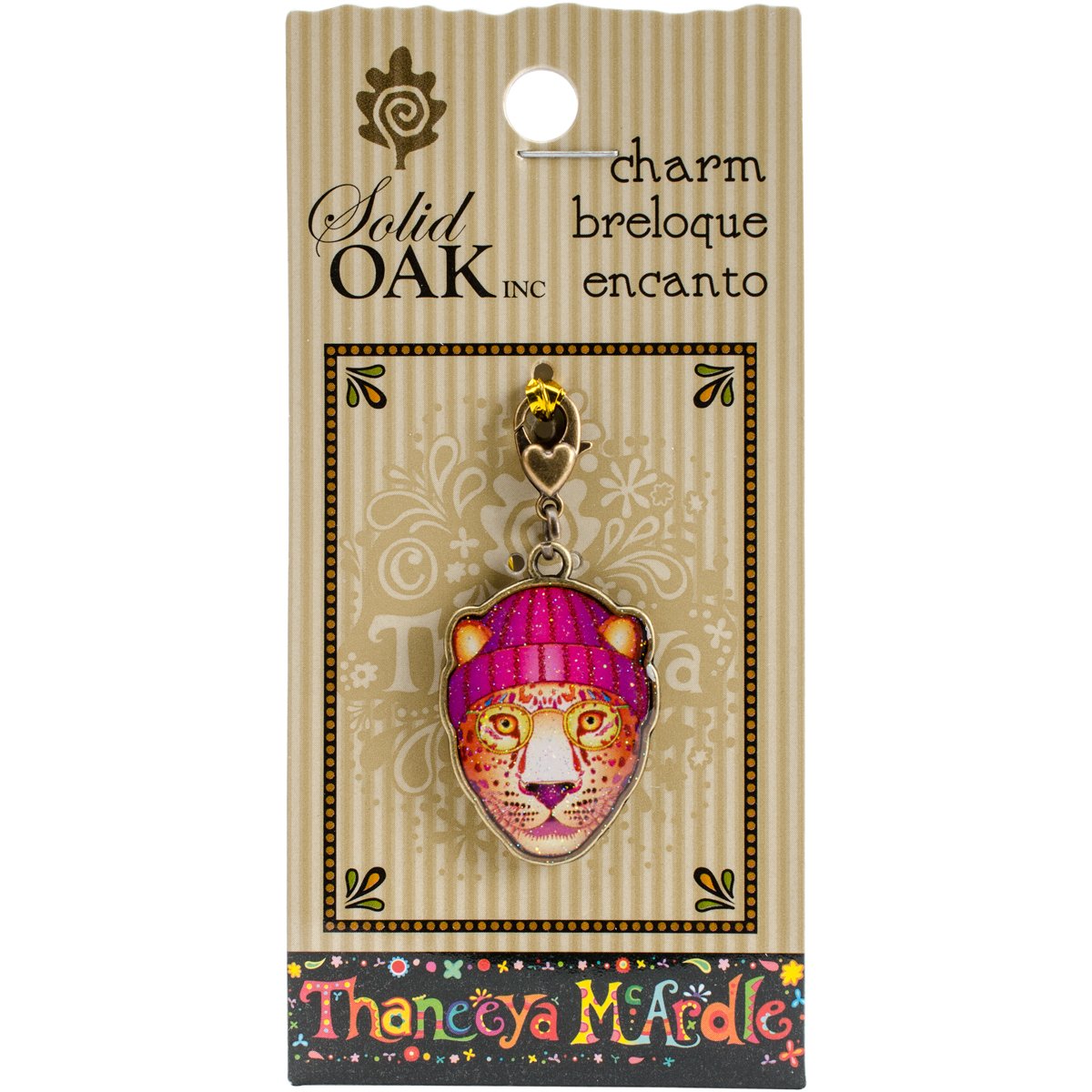 Solid Oak Thaneeya(R) LLC Acrylic Charm Hipster Leopard, Multicoloured, 0.09 x 1.9 x 3.9 cm, Multicolor