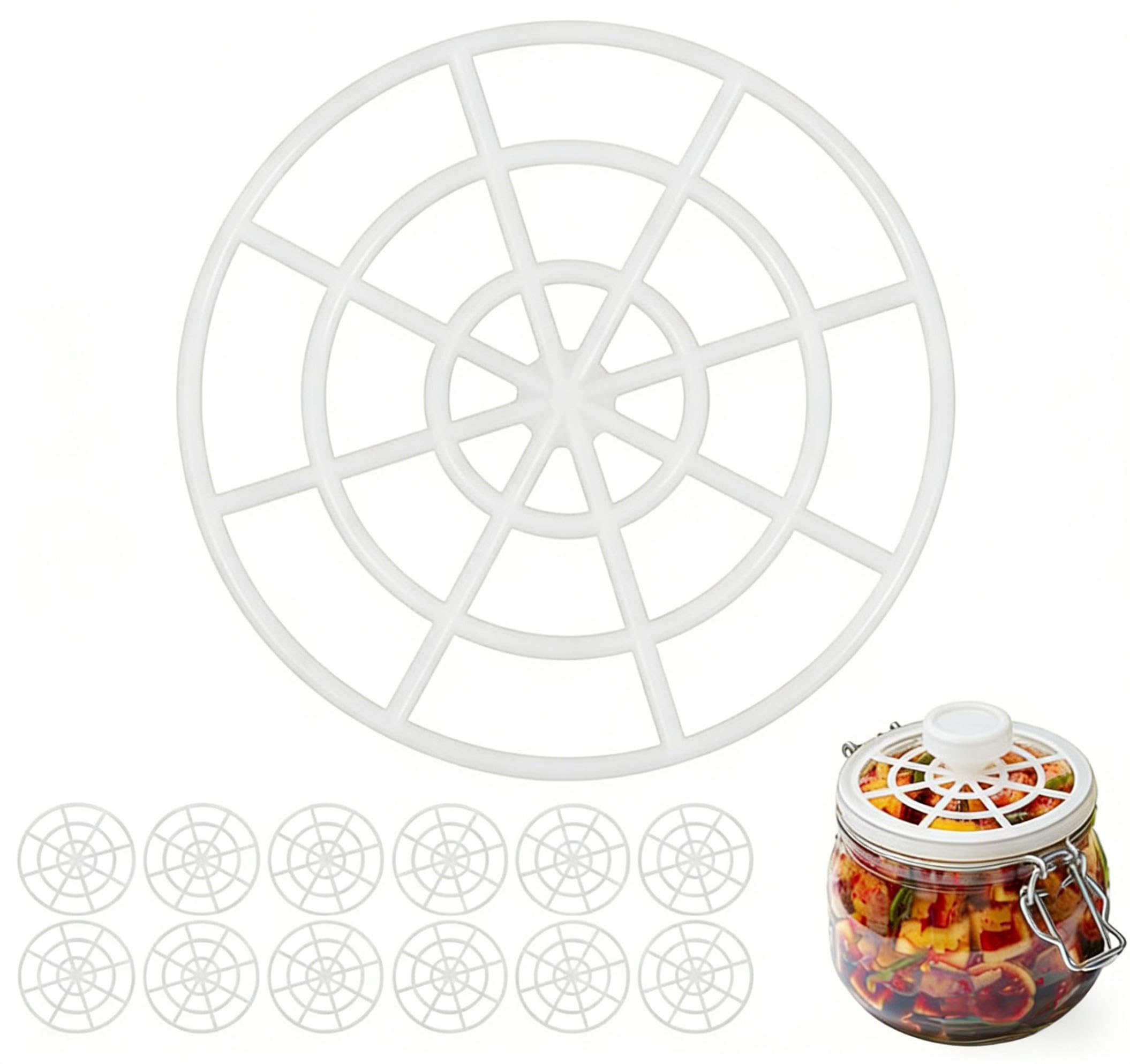 TEHAUX 15Pcs Pickle Jar Press Mesh Fermentation Helper Tool for Home Pickling Sauerkraut Vegetable Fermenting Fixer 3.11In Portable Jar Press Plate