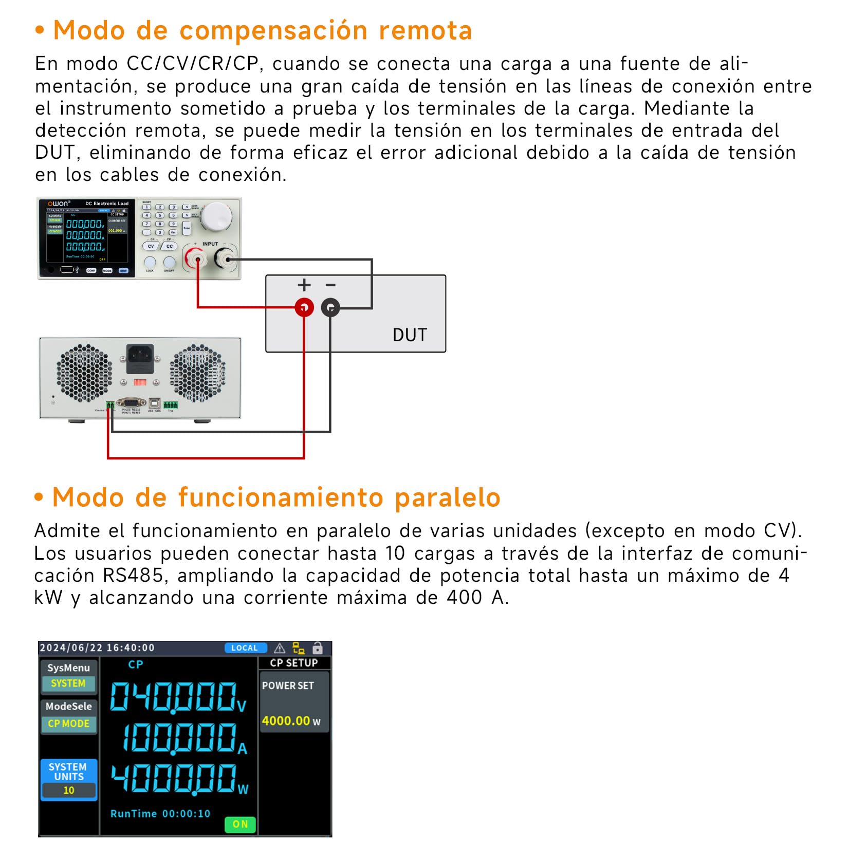 Charge électronique programmable CC OWON, 150 V CC/20 A, Puissance Totale de 200 W, fréquence maximale de 5 kHz, résolution de Lecture de 1 mV/0,1 mA, OEL8511 (OEL8511)