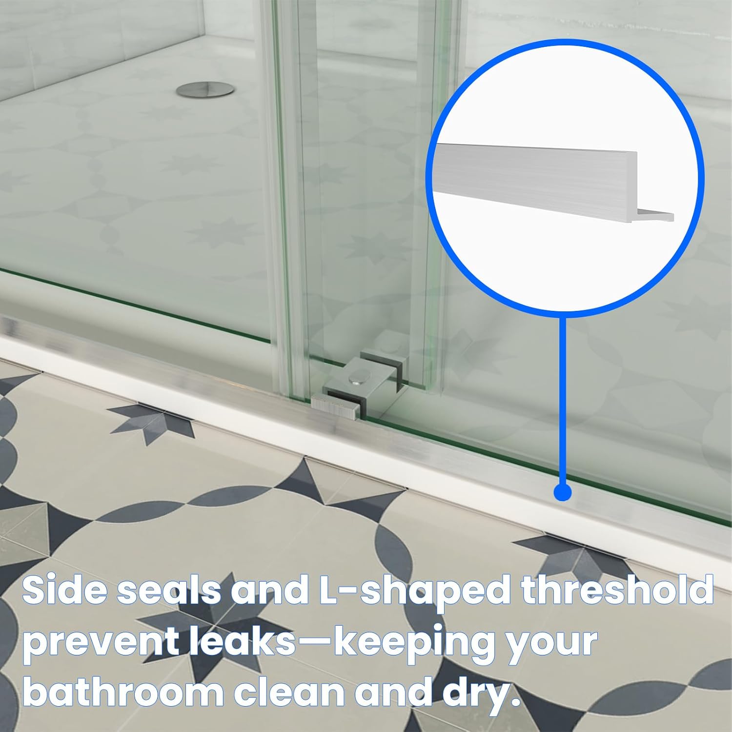 72-76" W x 76" H Frameless Sliding Shower Door with Soft Closing System, 3/8" (10mm) Clear SGCC Tempered Glass Bathroom Shower Door, Width Adjustable, Brushed Nickel