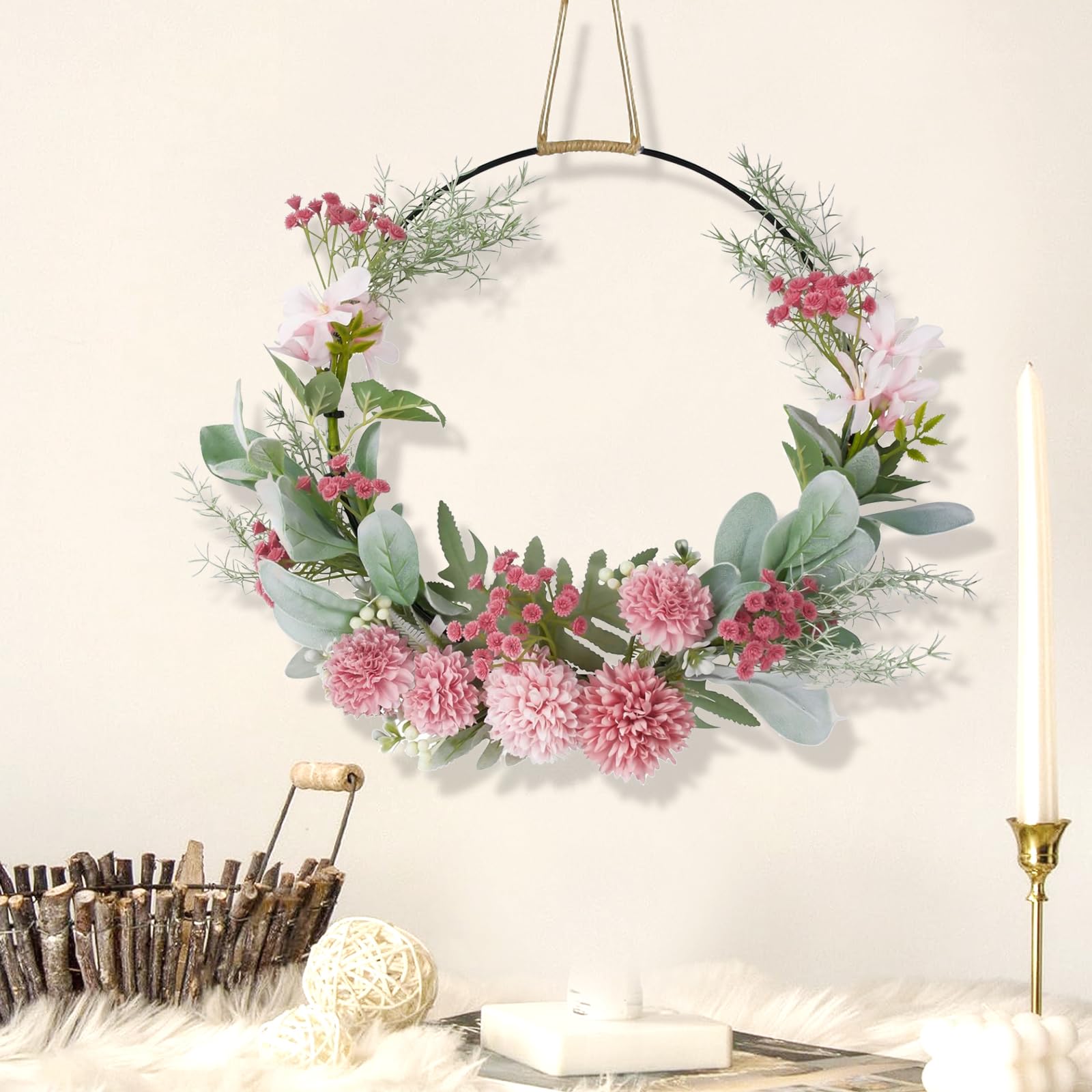 Ghirlanda Di Fiori Regolabile Fatta A Mano – Corona Floreale In Seta Per Matrimoni E Feste, Rosa (Taglia Unica)