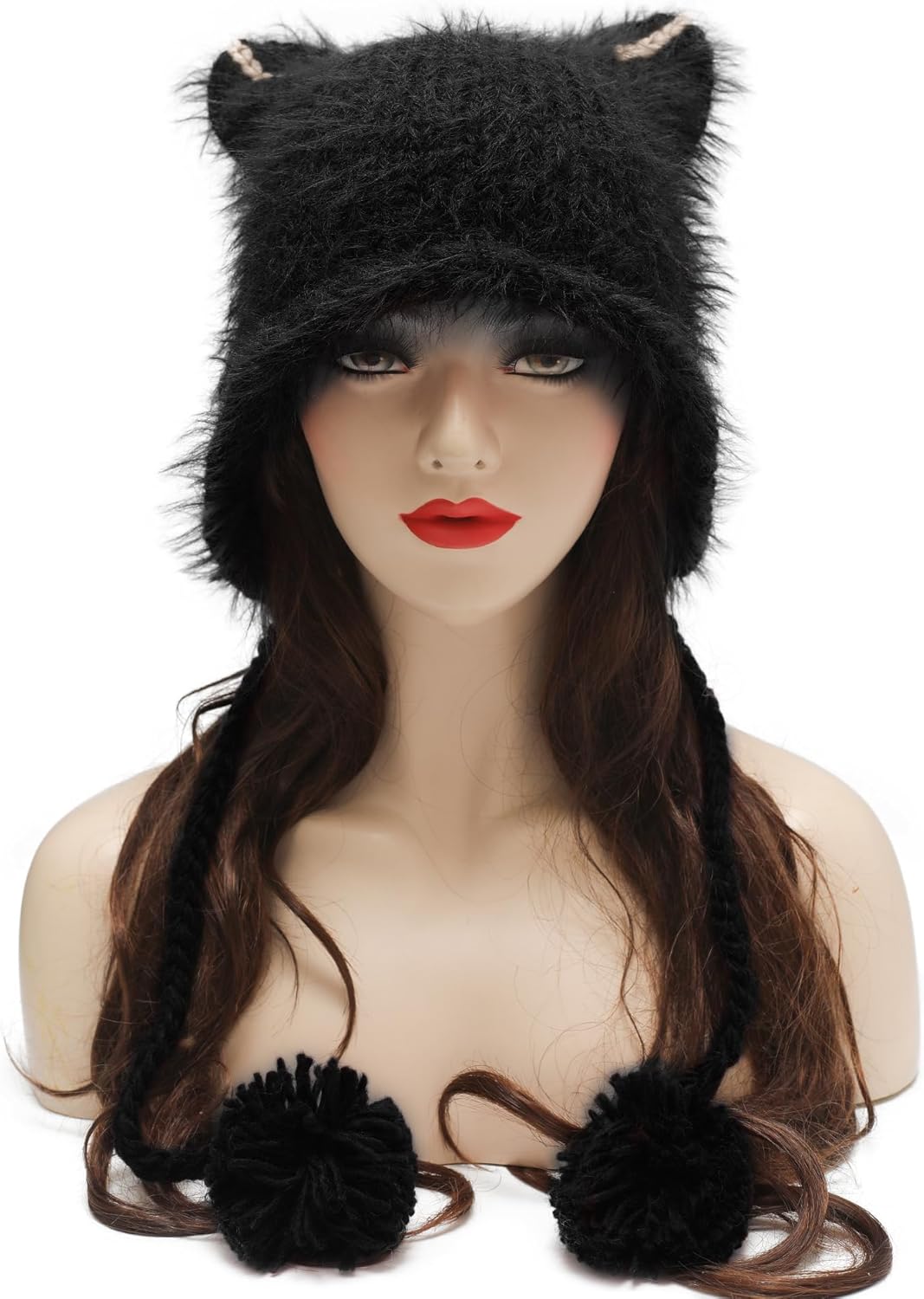 ZLYC Women Crochet Hat Knit Cat Ear Slouchy Beanie Cute Vintage Grunge Fuzzy Hat - Image 8