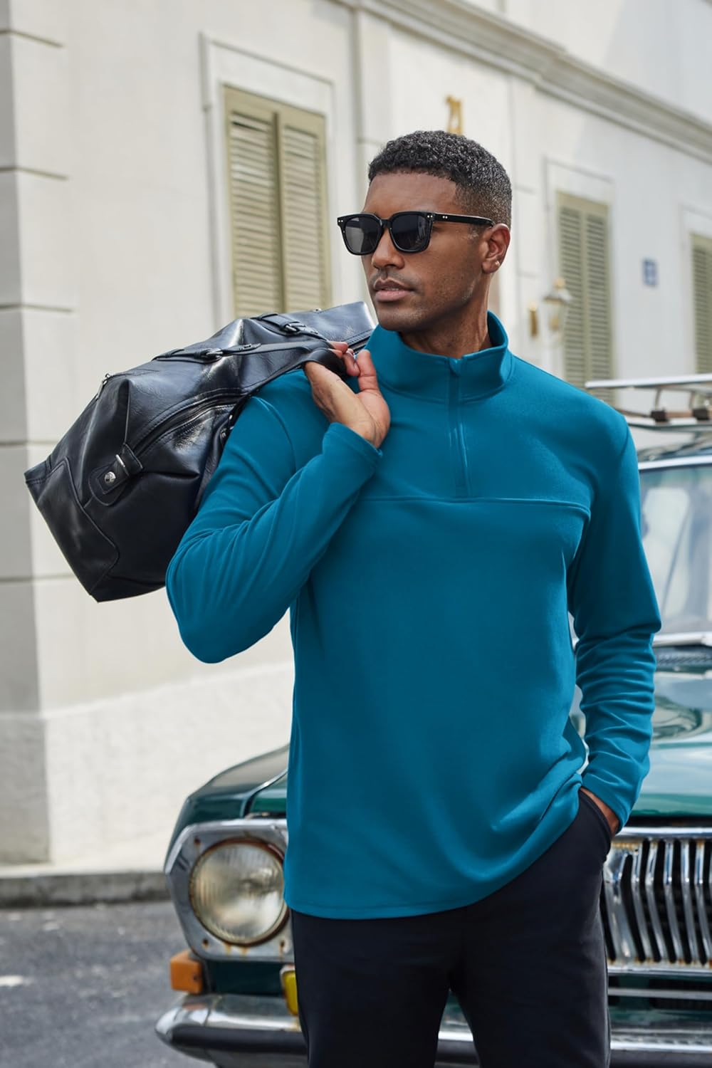 COOFANDY Mens Fleece Quarter Zip Pullover Long Sleeve Mock Turtleneck Sweatshirts Thermal Workout Golf Polo Shirt - Image 3