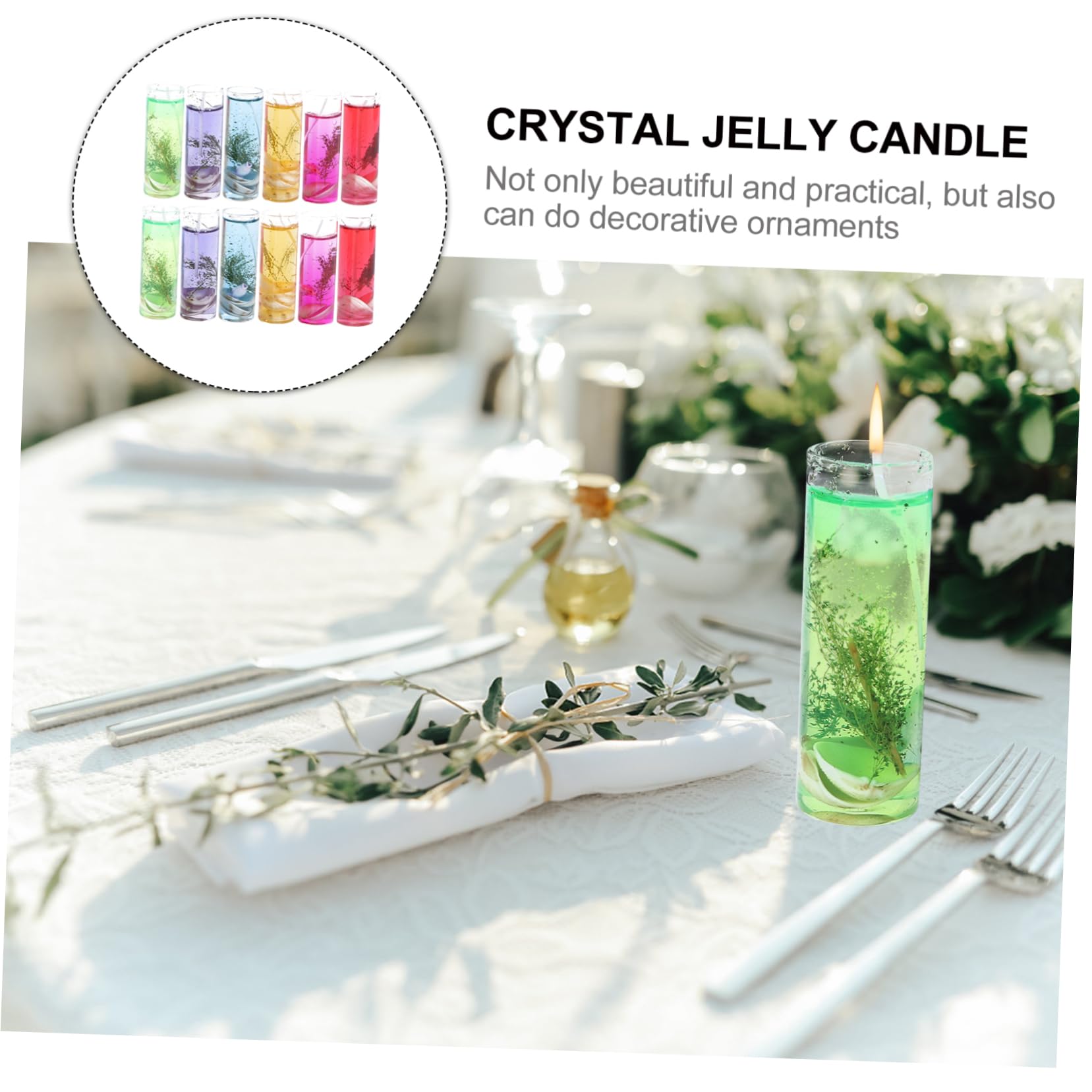 12 Stück Kristall Jelly Wachskerzen für Hochzeiten und Feiern