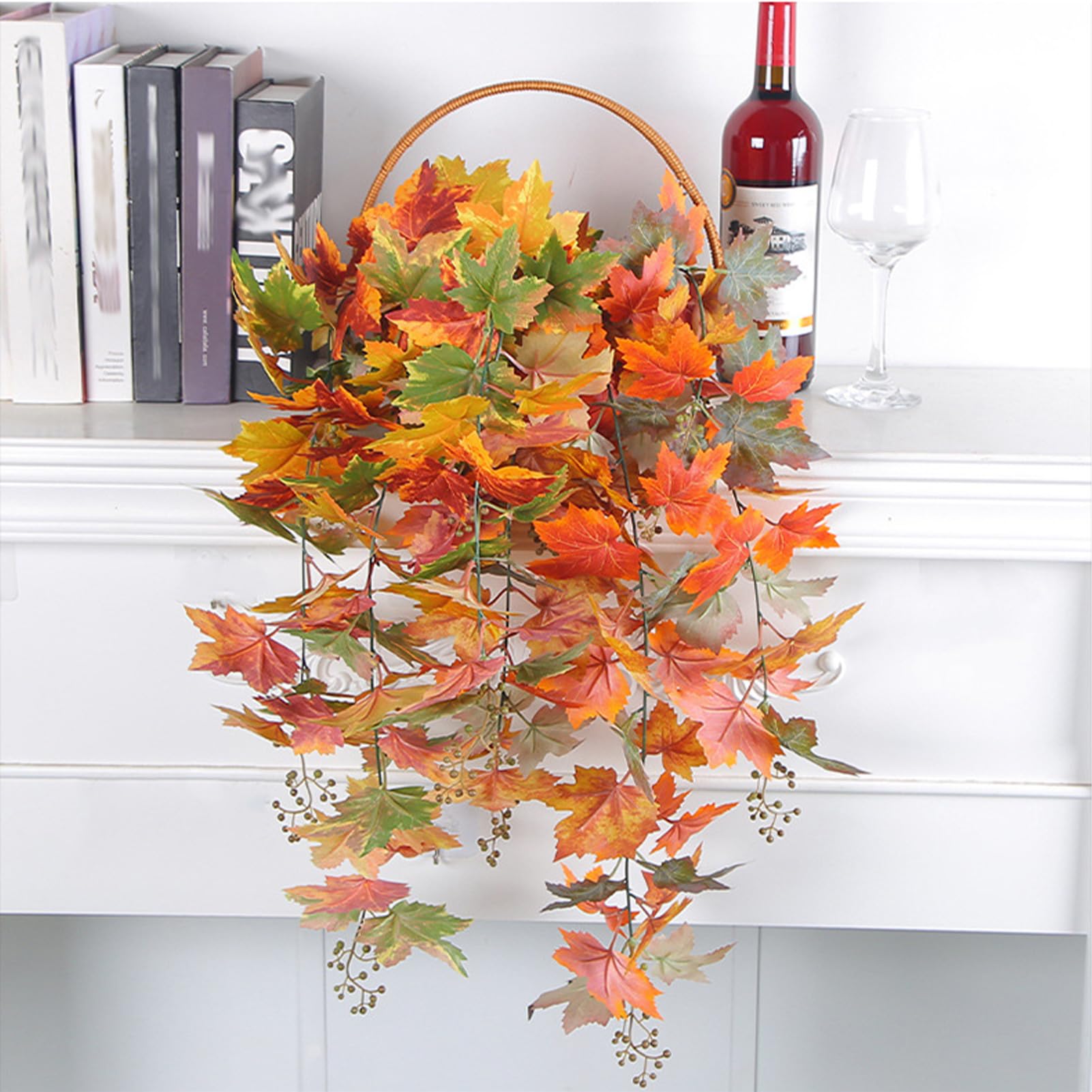 Venstervanger, 2D-esdoornbladeren, herfstdecoratie, kunst, om op