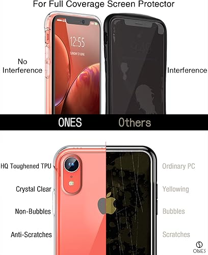 Miniatura 8 de ONES Funda transparente para iPhone XR, funda delgada de silicona TPU suave, funda protectora militar contra caídas con bolsas de aire a prueba de