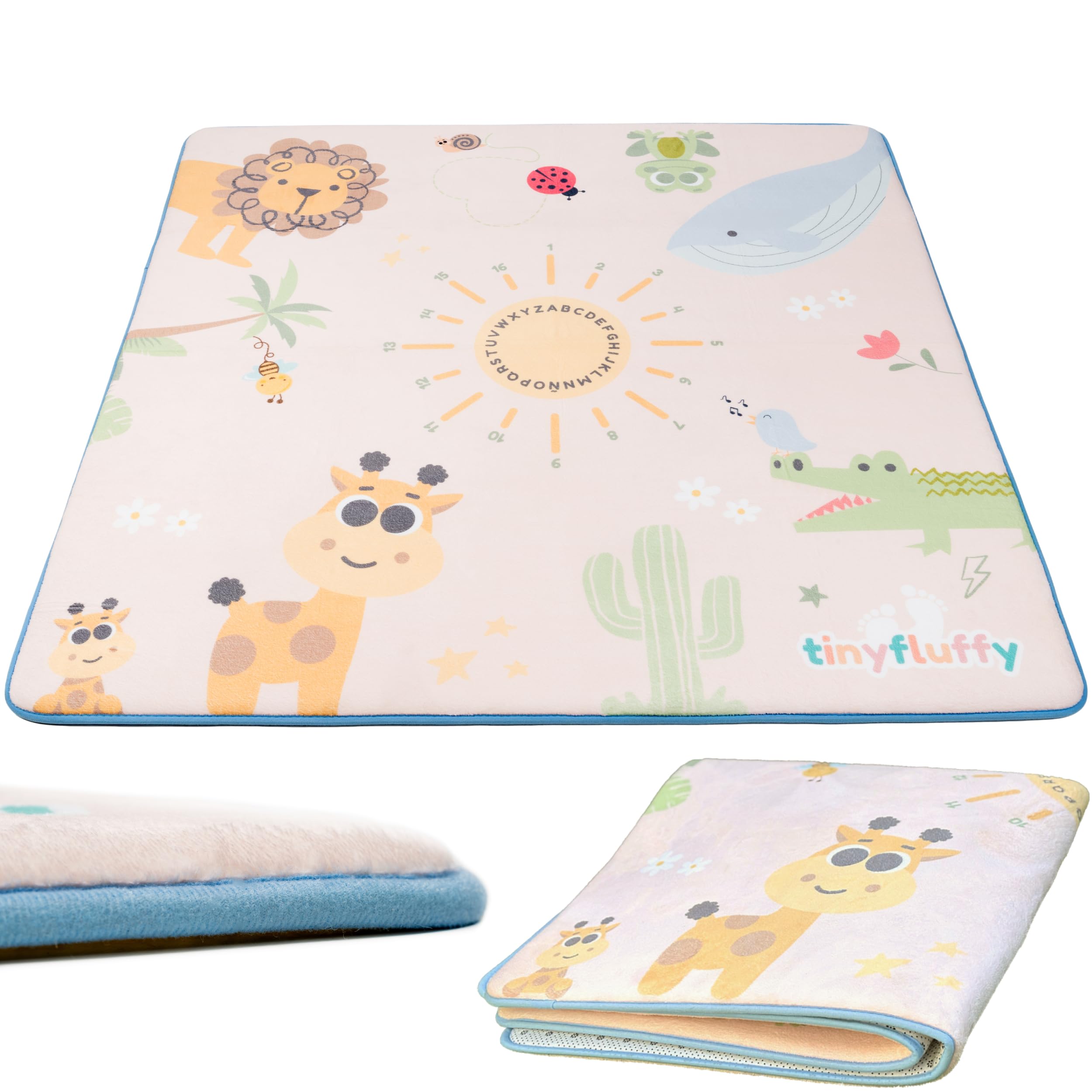 tinyfluffy Alfombra Bebe Acolchada Plegable - 2cm Grosor, 130 * 130cm, Colchoneta Bebe Suelo, Alfombra De Juegos Bebe, Suelo Bebes Acolchado, Tapete Actividades Bebe, Manta Juegos Bebe