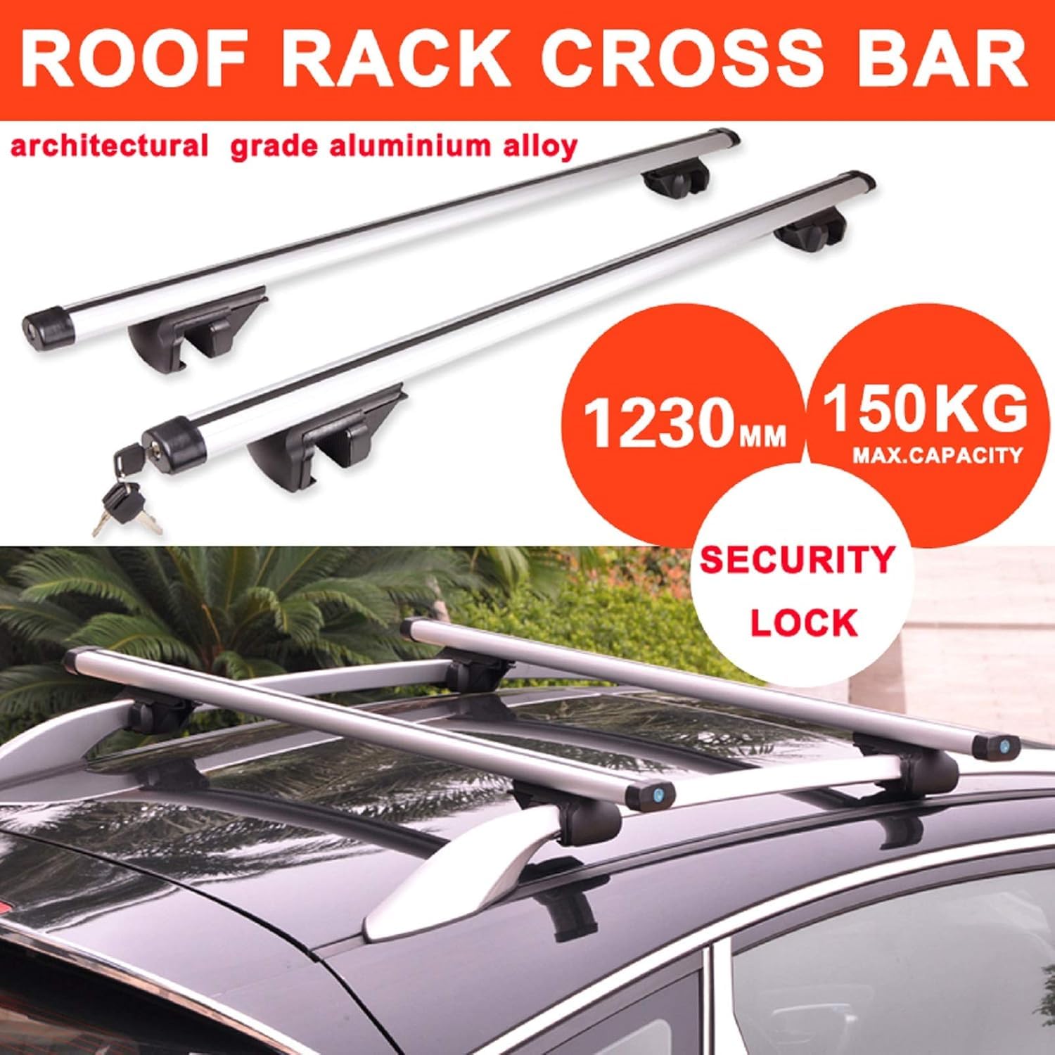 Alu Relingträger Dachträger bis 150kg Dachträger Abschließbar Lastenträger Relingträger Auto Lastenträger Dachgepäckträger Länge 123cm