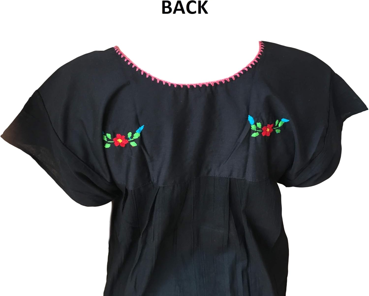 Miniatura 8 de Blusa Campesina Mexicana Floral - Blusa Tehuacán Bordada - Hecho a Mano en México - Blusa Campesina Poblana Mexicana - Negro